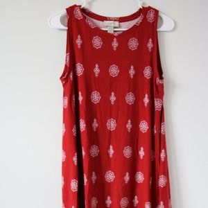 Loft Red and White Designed Dress